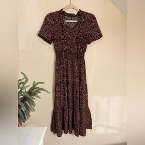 Floral Black and Red Women's Dress